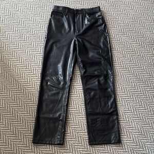 Abercrombie & Fitch Black 90s Straight Ultra High Rise Vegan Leather Pants